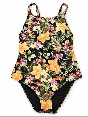 Hurley Floral Tropical One Piece Swimsuit 2XL Plus Size Crossback Bathing Suit
